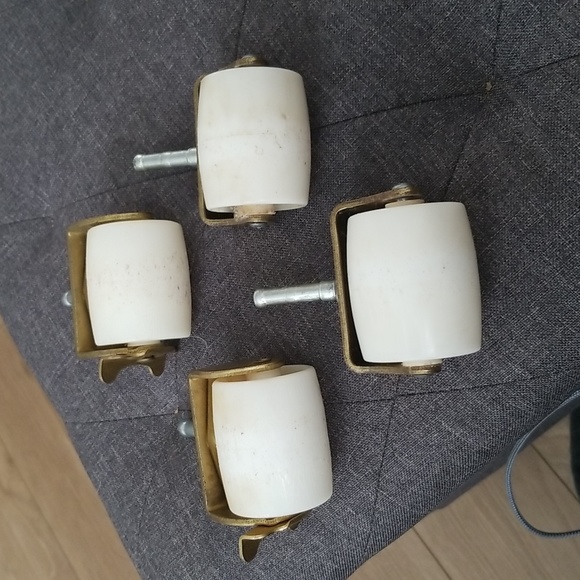Vintage Brass Plastic Casters Set of 4 - Picture 1 of 3
